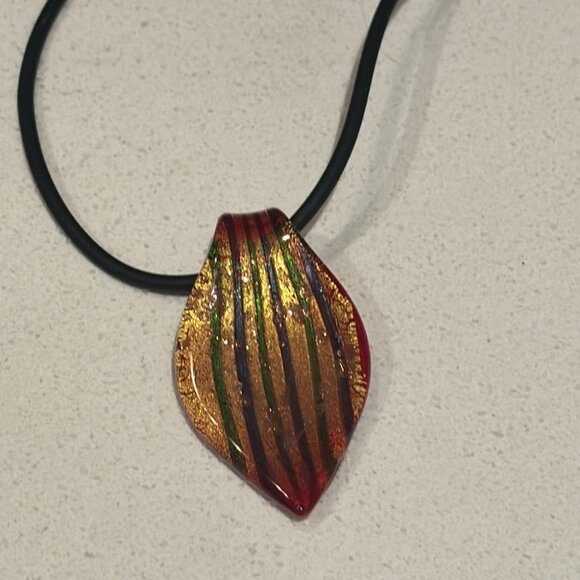 Authentic Murano Glass Pendant Cord Necklace - Picture 3 of 6
